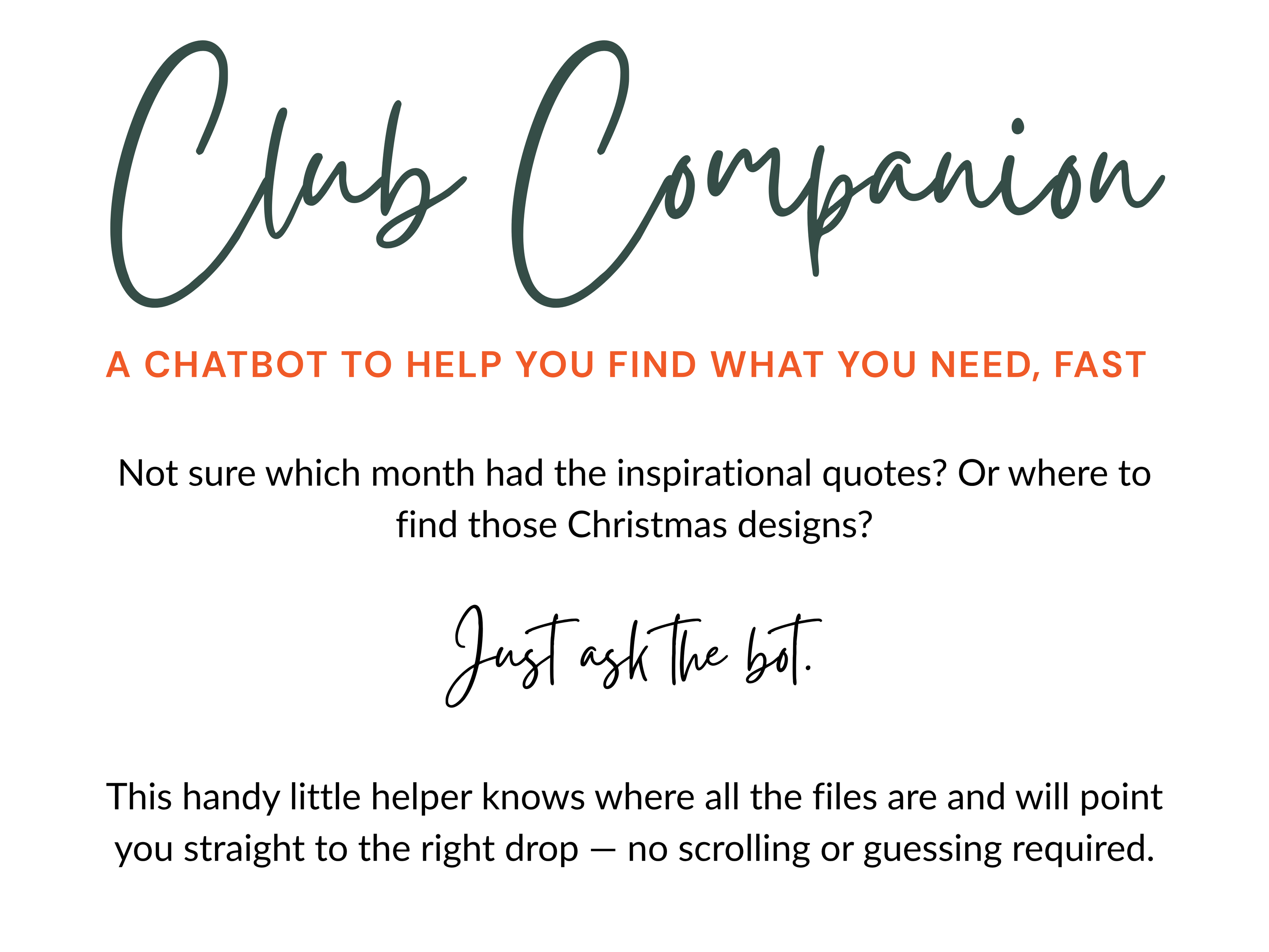 Promo image for the Shine SVG Club companion chatbot bonus that helps members find what they need fast