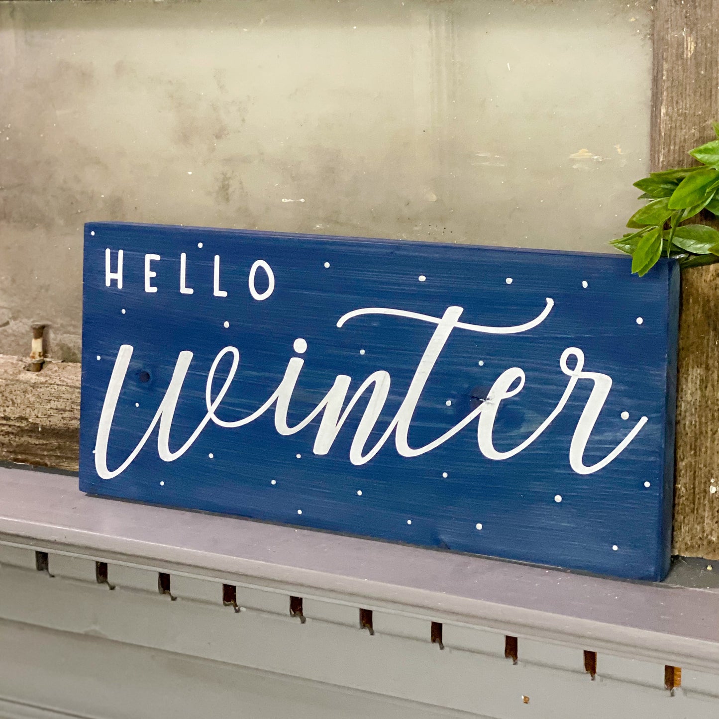 Hello Winter Wood Sign