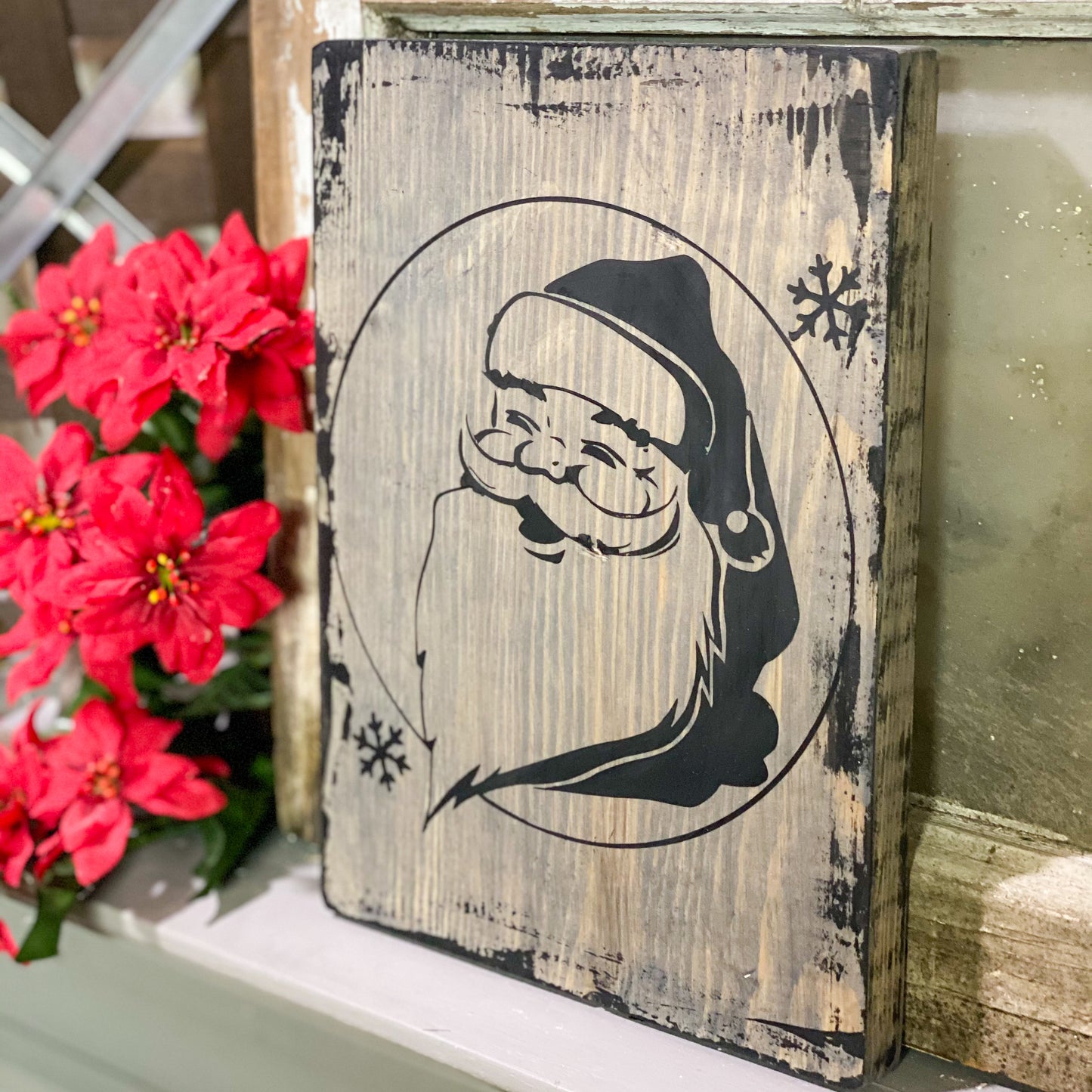 Vintage Santa Wood Sign