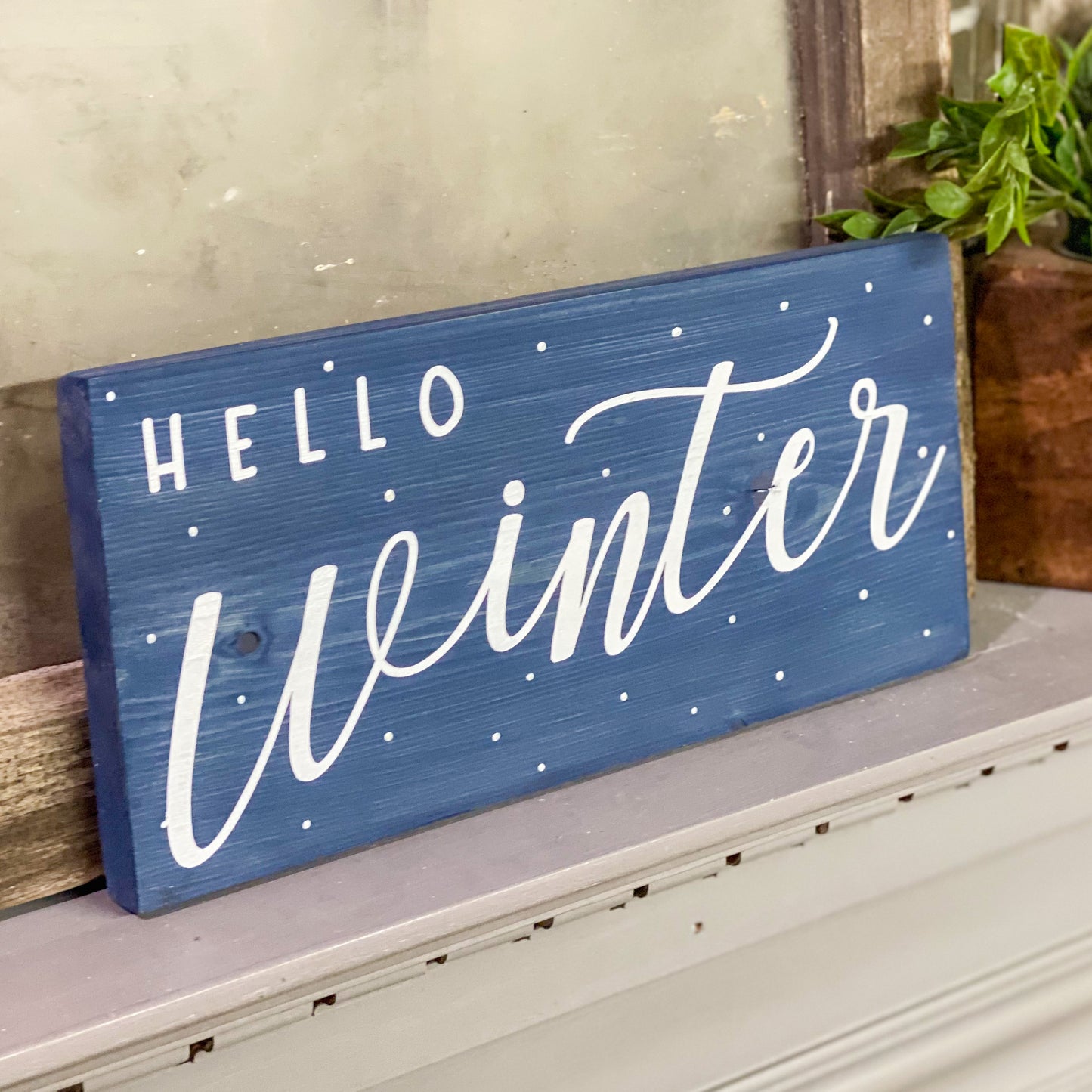 Hello Winter Wood Sign