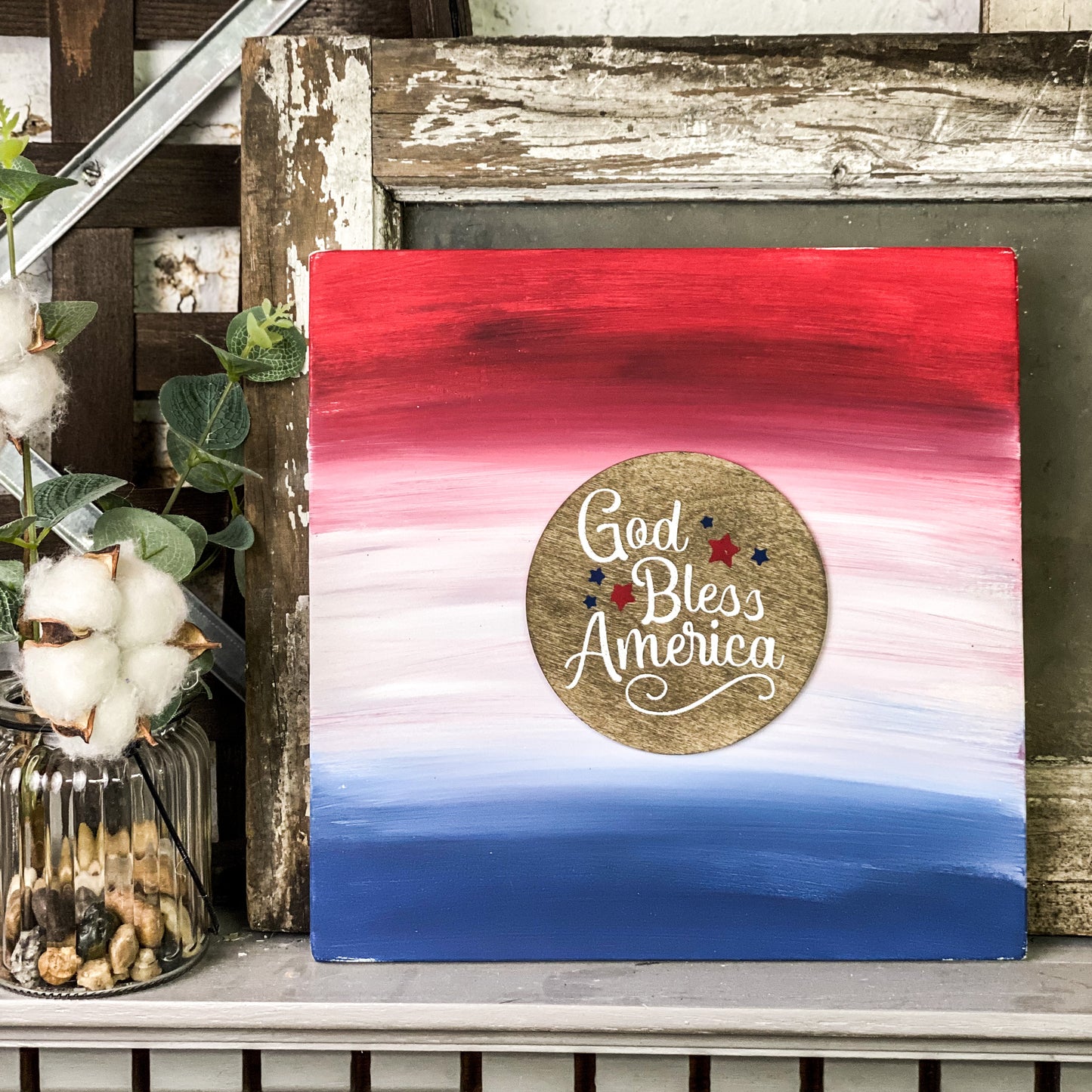 God Bless America Wood Sign