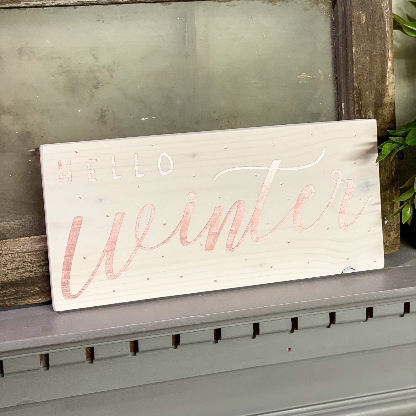 Hello Winter Wood Sign