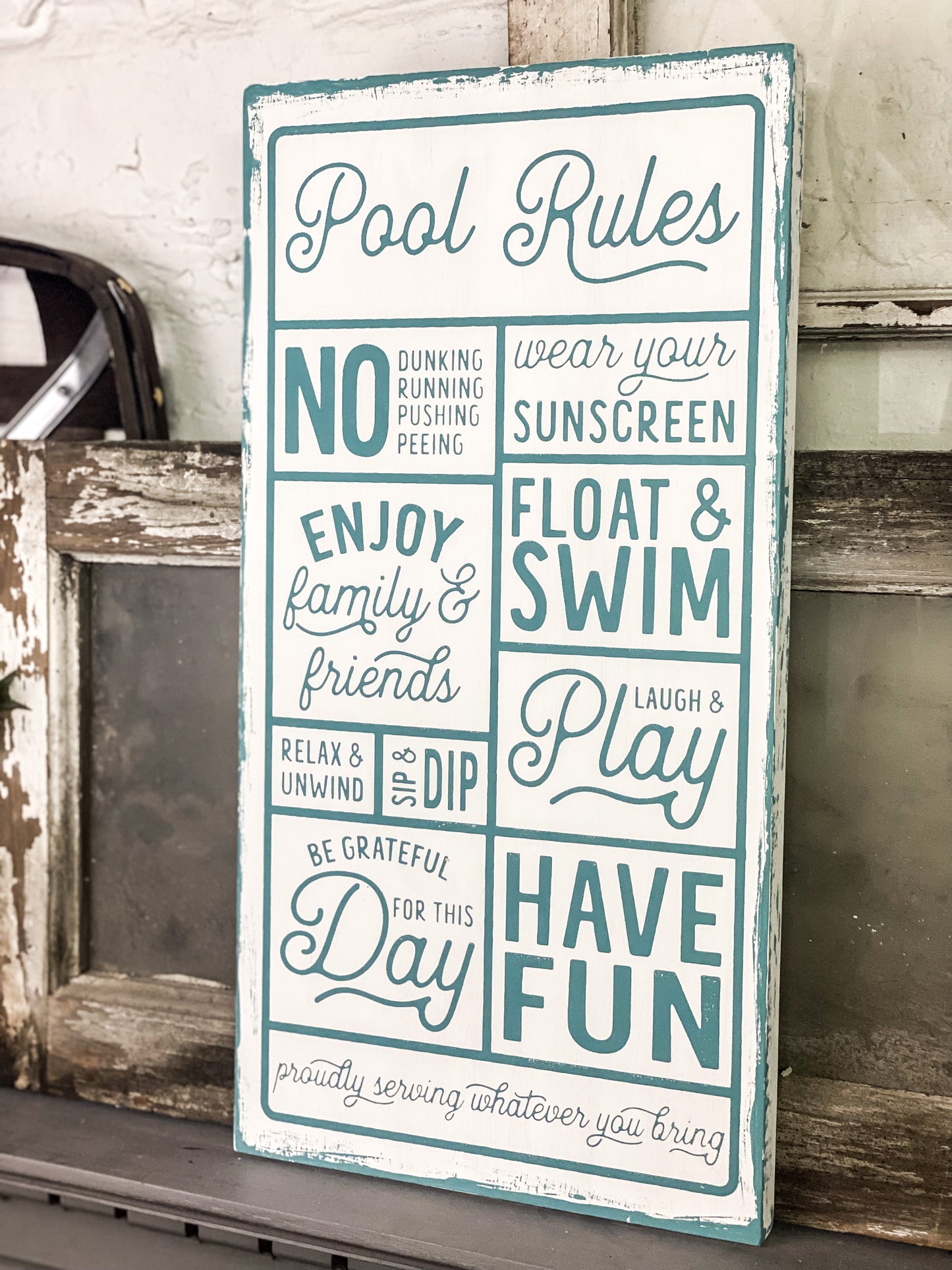 Pool Rules - Wood Sign