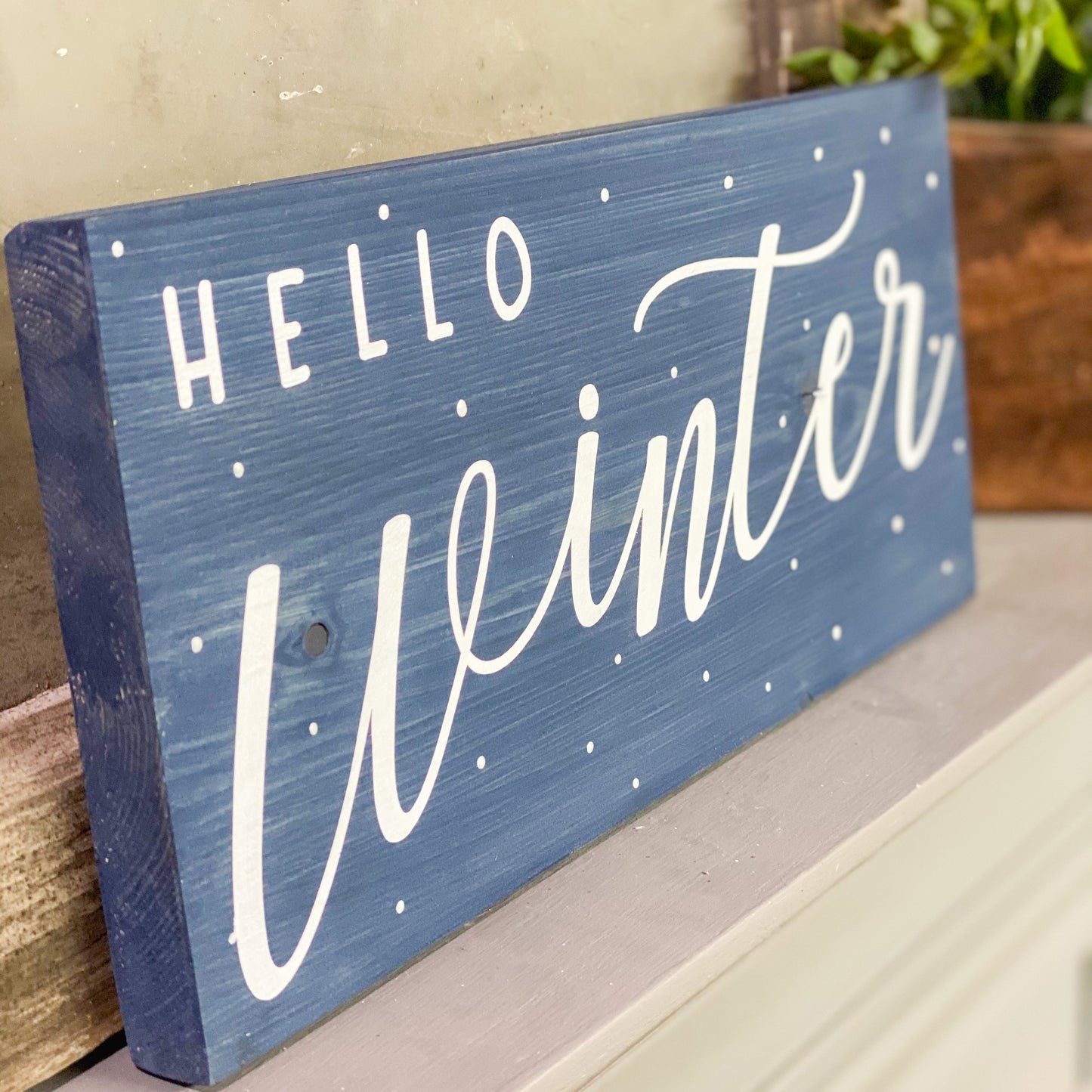 Hello Winter Wood Sign