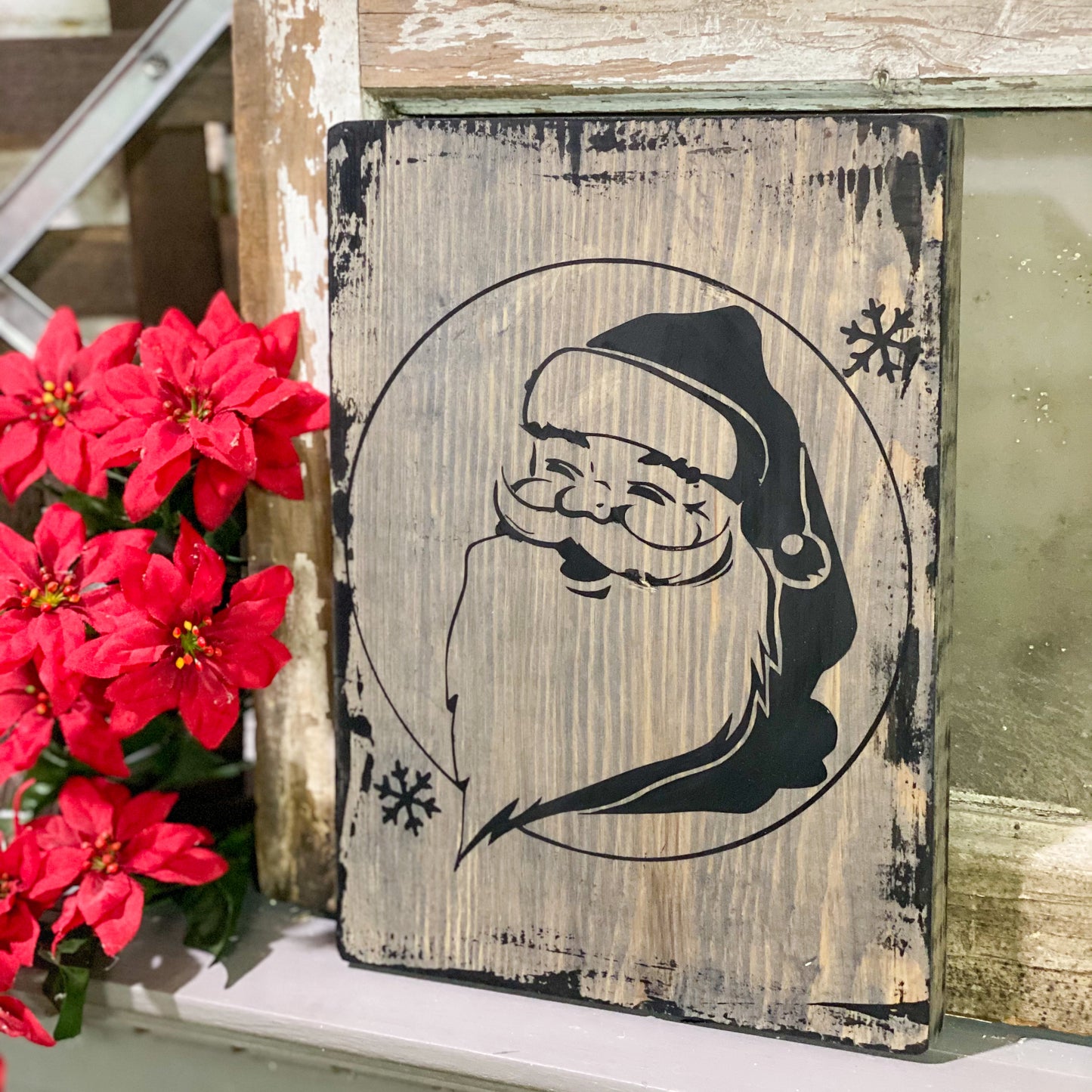 Vintage Santa Wood Sign