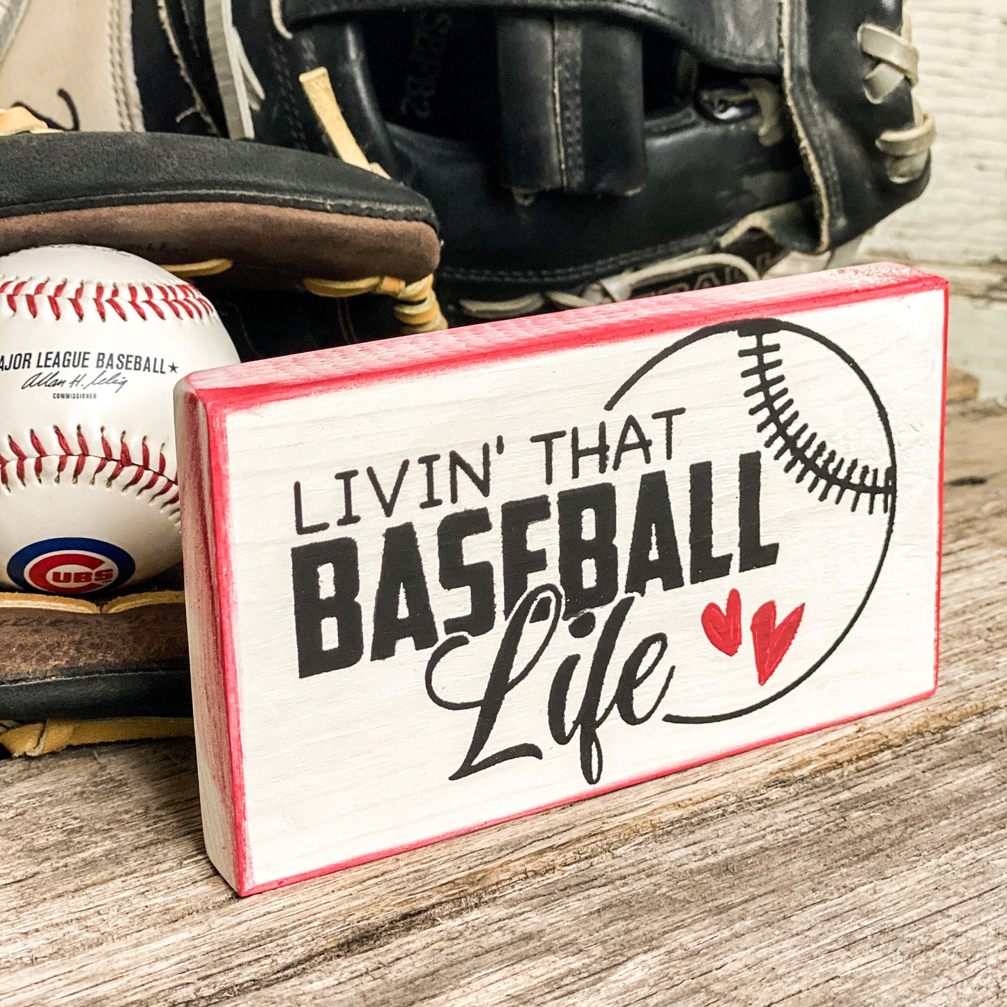 Baseball life - mini wood sign