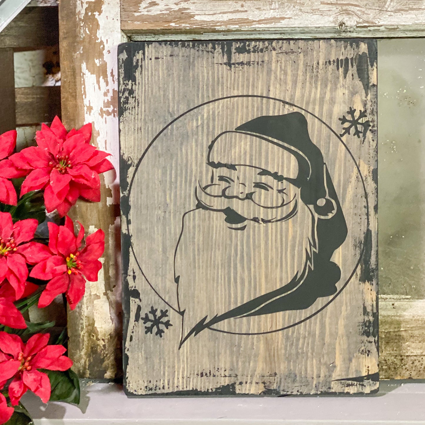 Vintage Santa Wood Sign