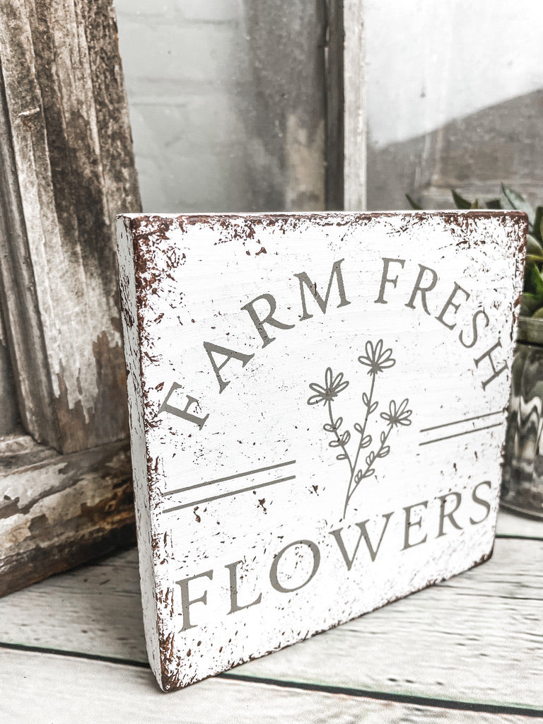 Farm Fresh Flowers - Mini Wood Sign