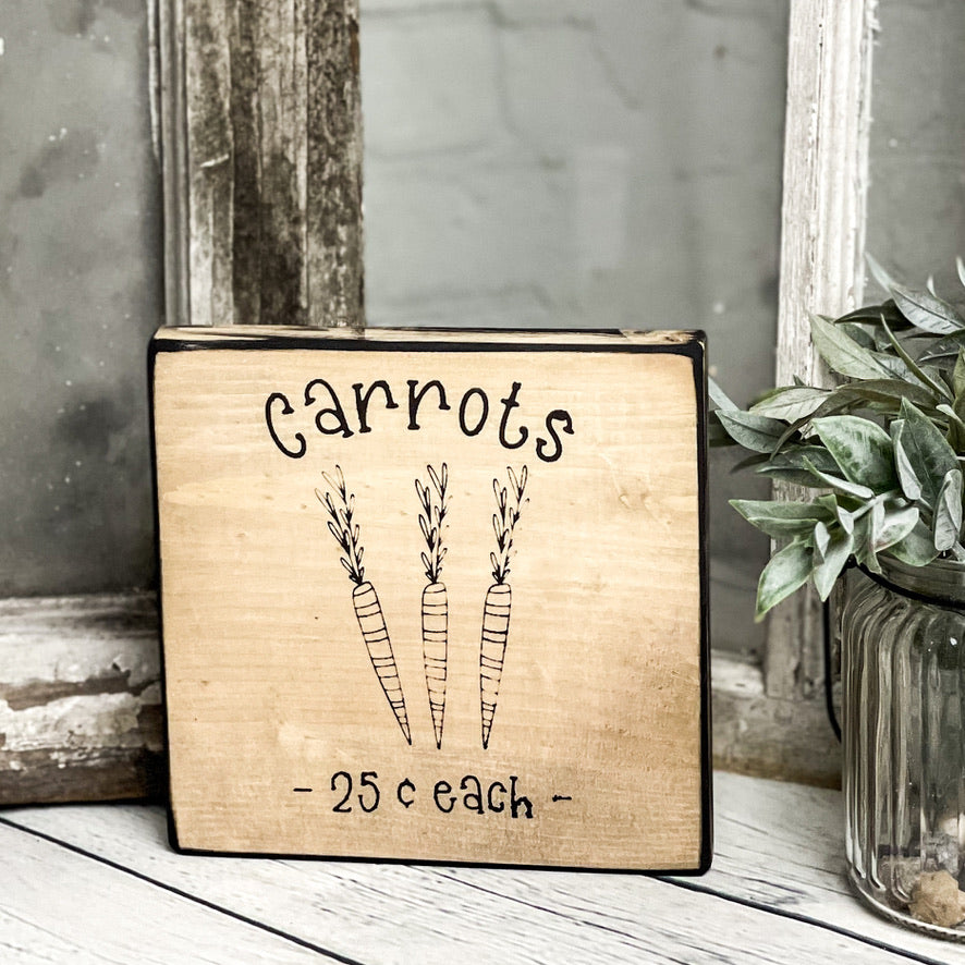 Carrots 25c - Mini Wood Sign