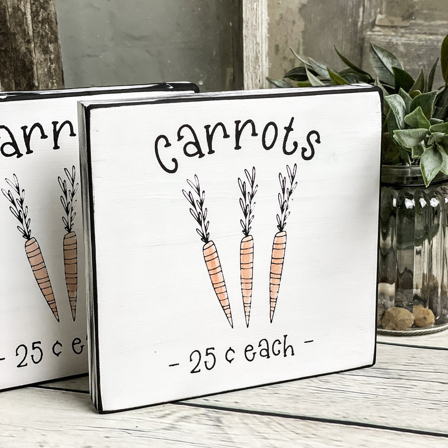 Carrots 25c - Mini Wood Sign