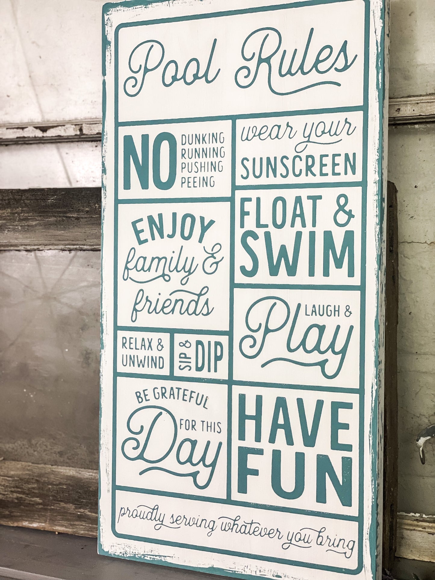 Pool Rules - Wood Sign