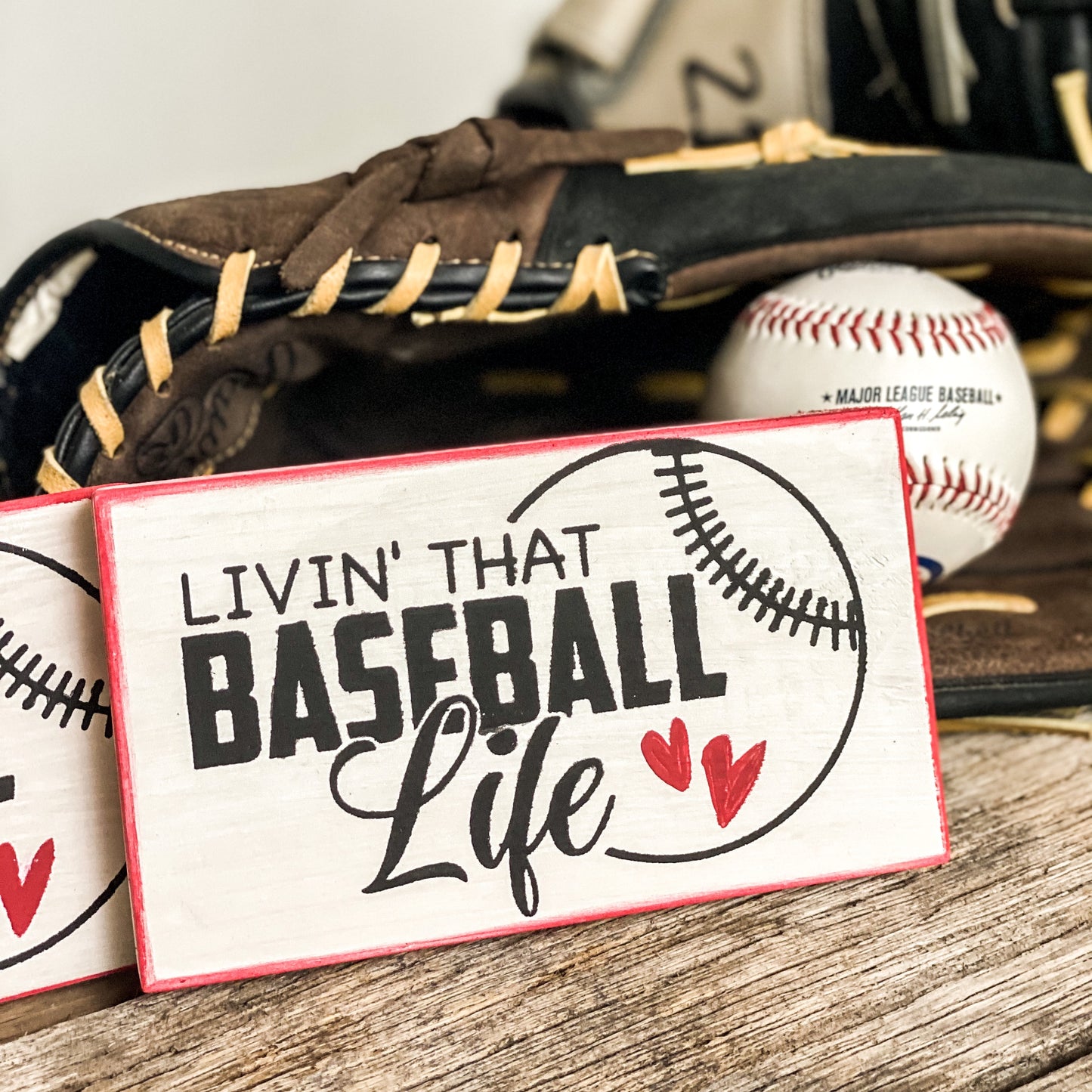 Baseball life - mini wood sign