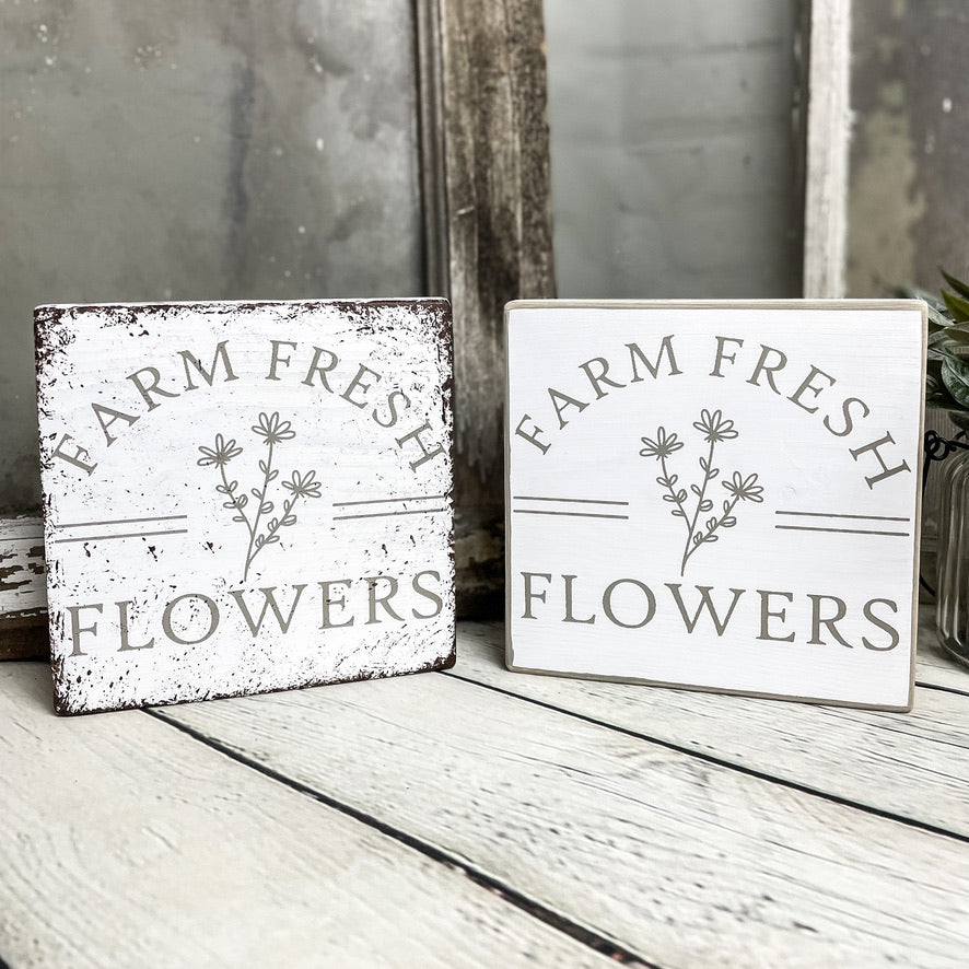 Farm Fresh Flowers - Mini Wood Sign