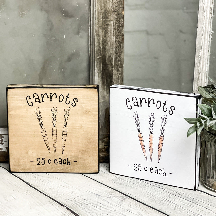 Carrots 25c - Mini Wood Sign