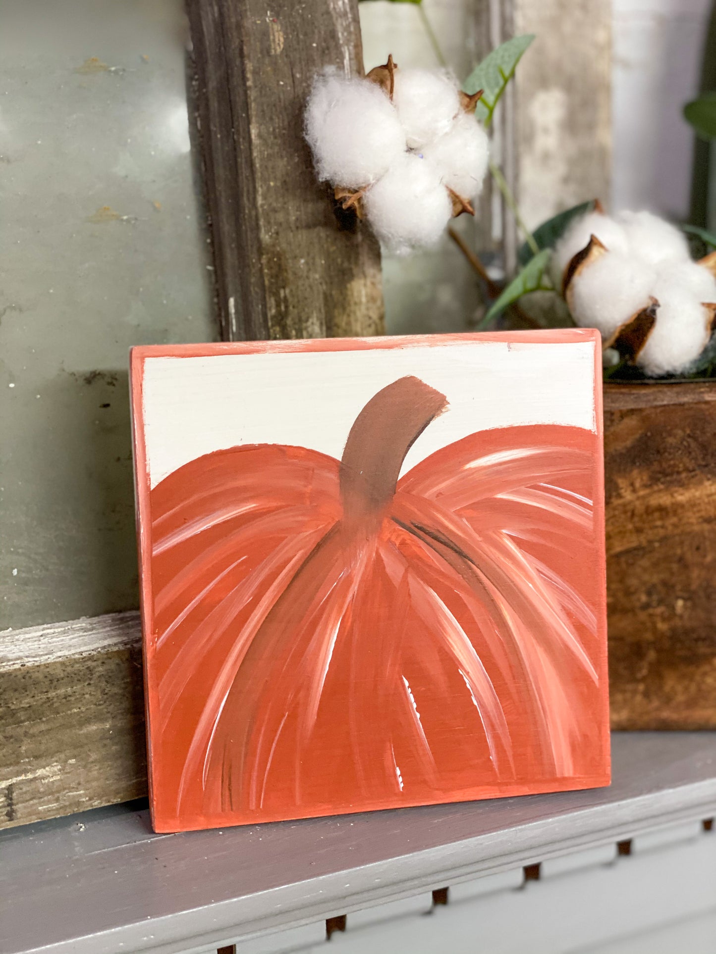 Painted Pumpkin Mini Wood Sign