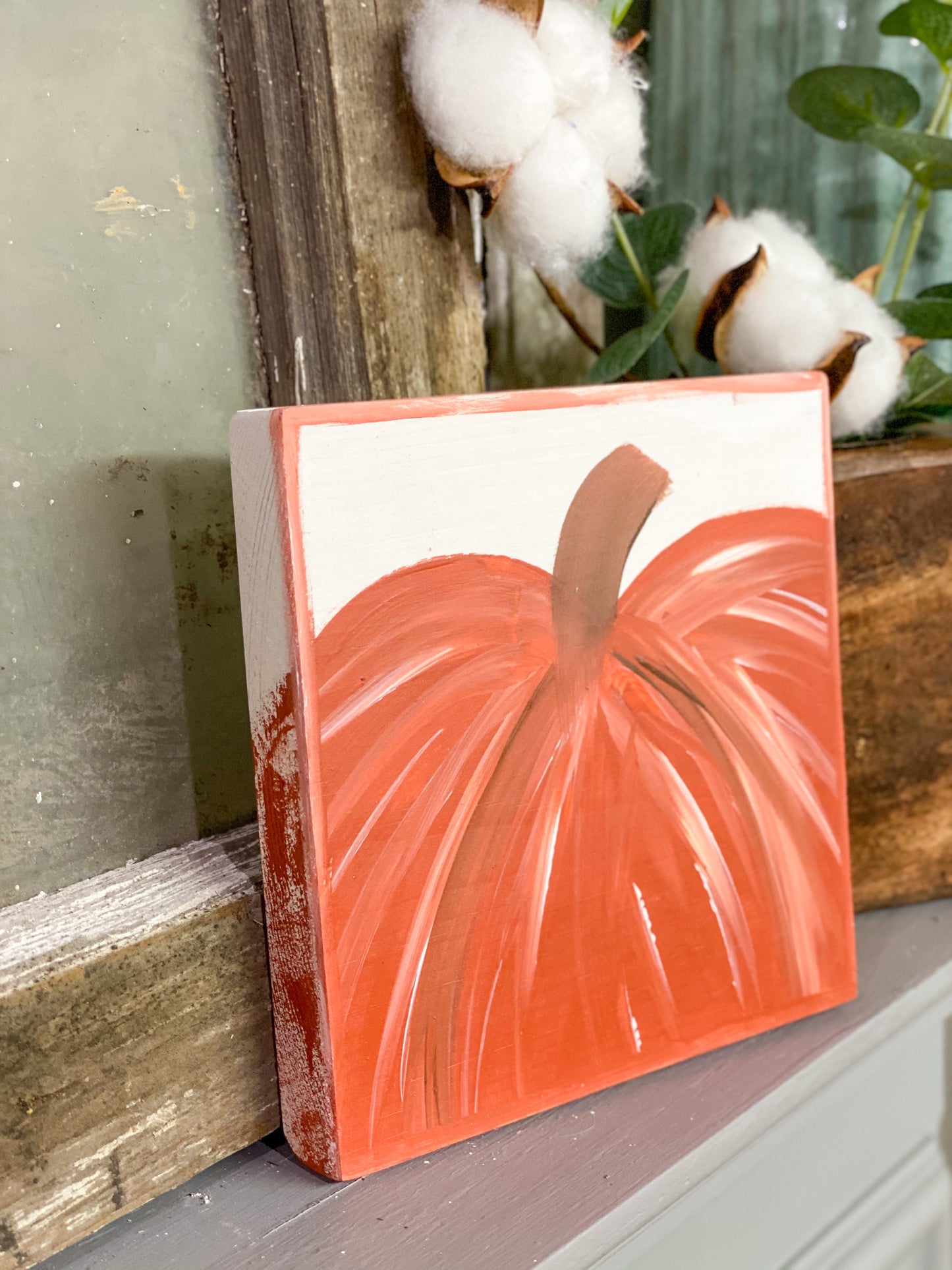 Painted Pumpkin Mini Wood Sign