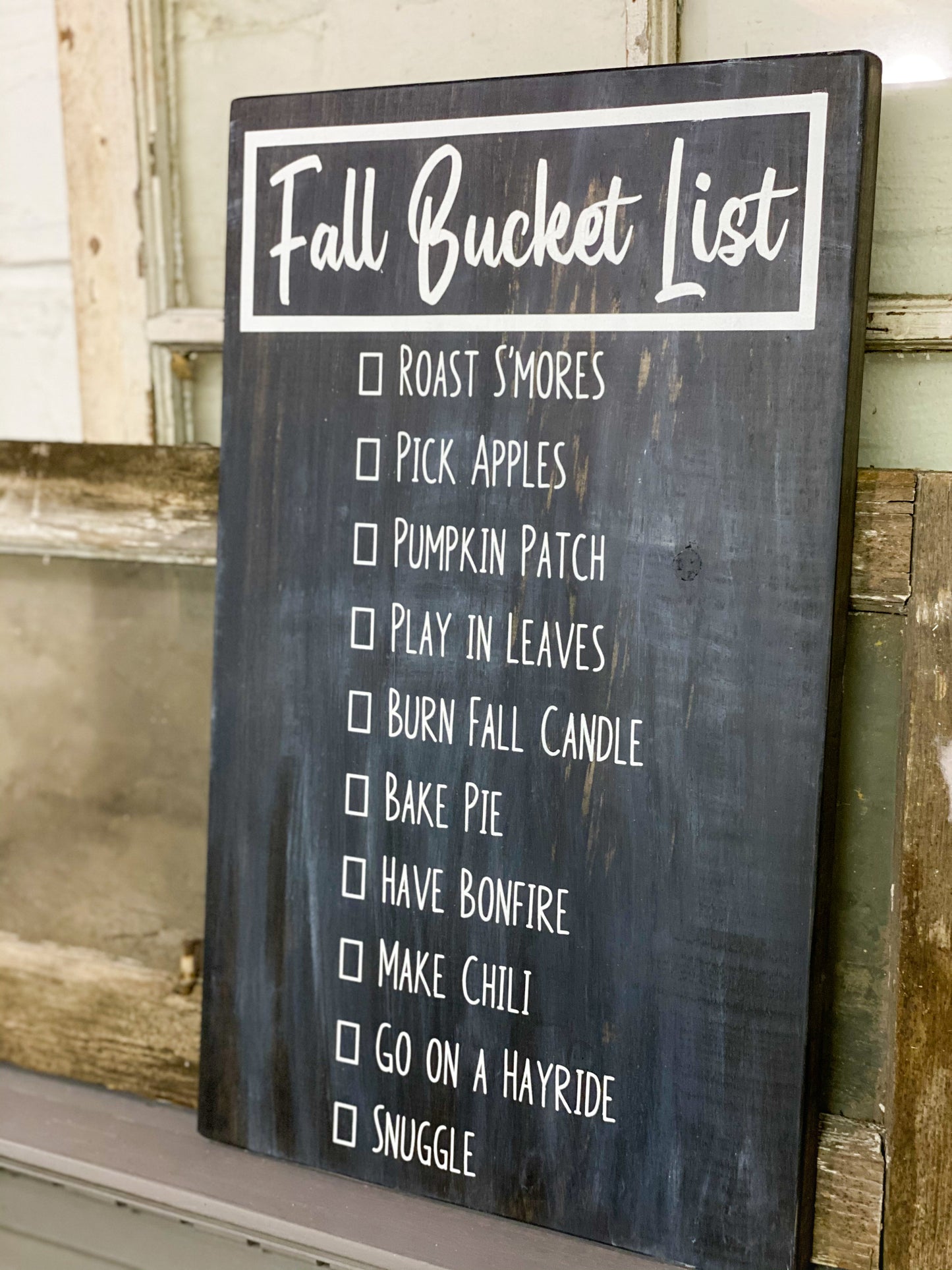 Fall Bucket List Wood Sign