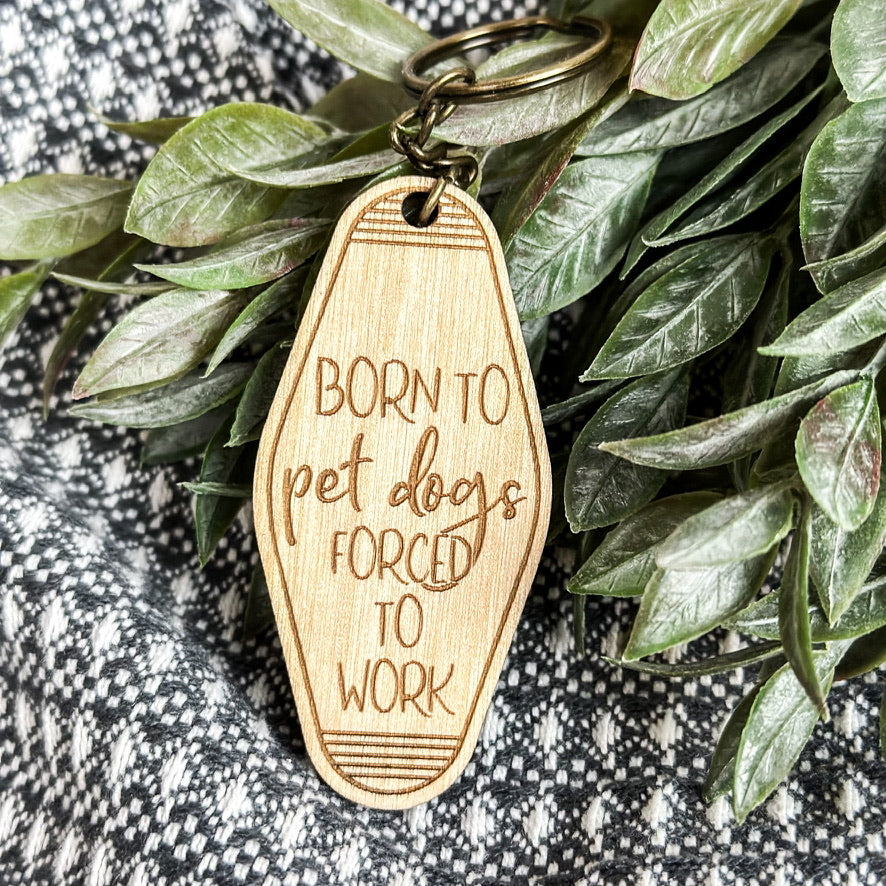 Born to Pet Dogs - Vintage Look - Keychain