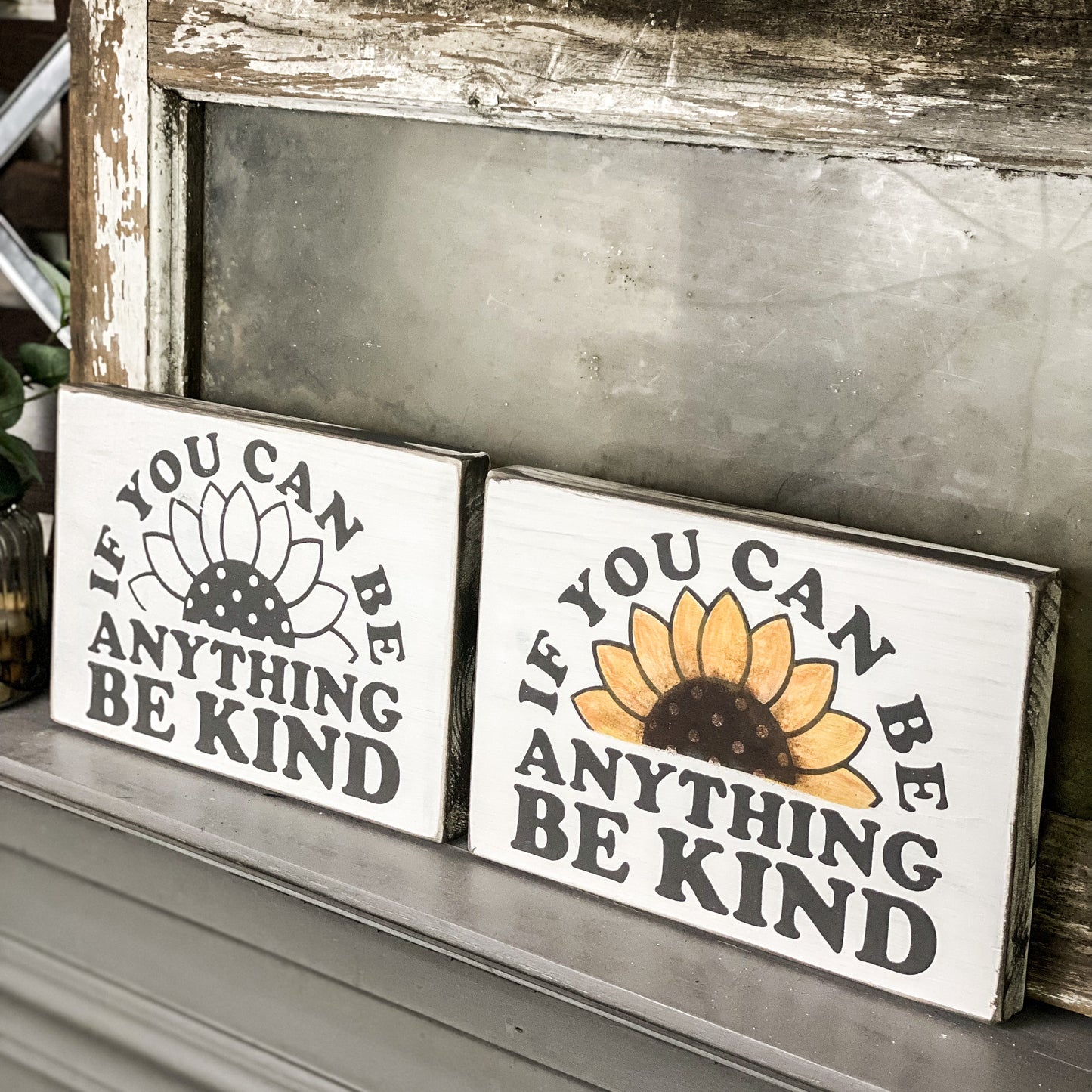 Be Kind Sunflower - Wood Sign