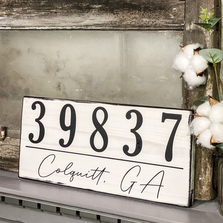 Custom Zip Code (large) - Wood Sign