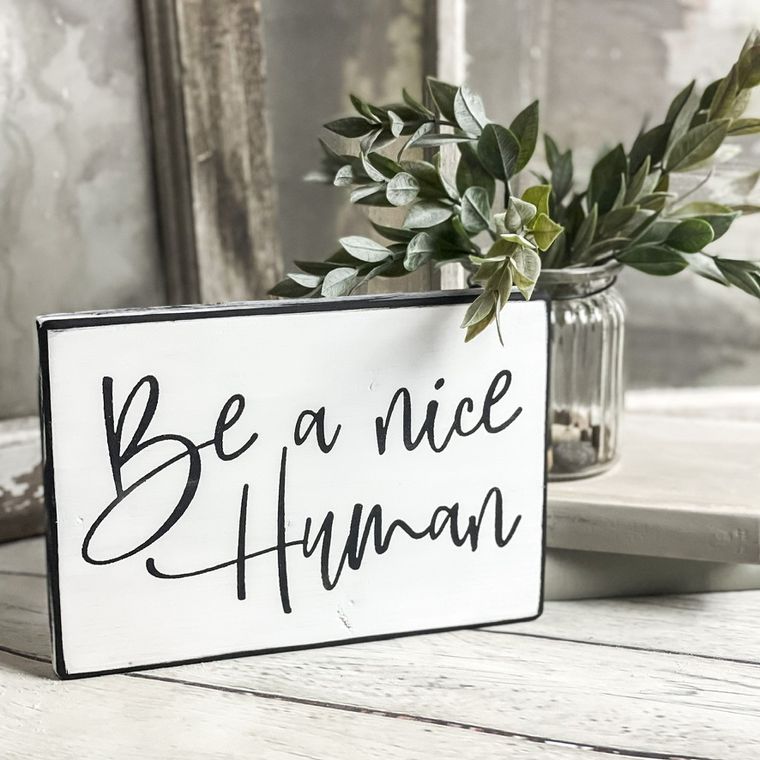 Be a Nice Human - Wood Sign