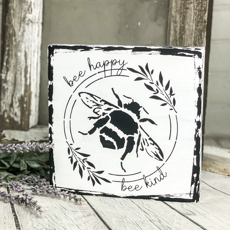 Bee Happy, Bee Kind - Rustic Wood Sign